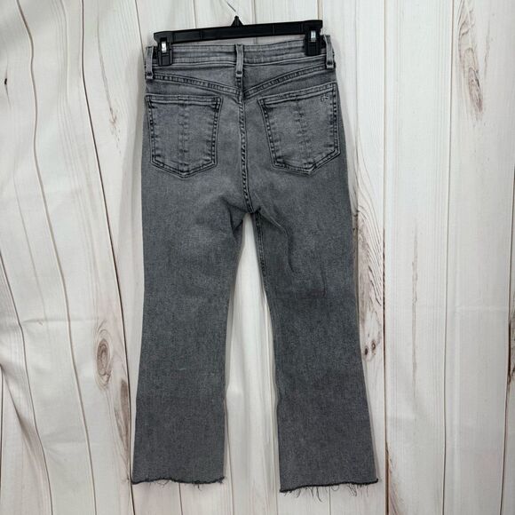 Rag & Bone Women’s 26 Gray High Rise Ankle Flare Raw Hem Jeans - Picture 3 of 7